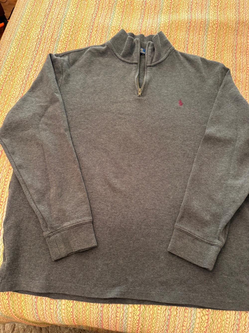Polo Ralph Lauren Gray Estate Rib Quarter-Zip Pullover Sweater Size XL